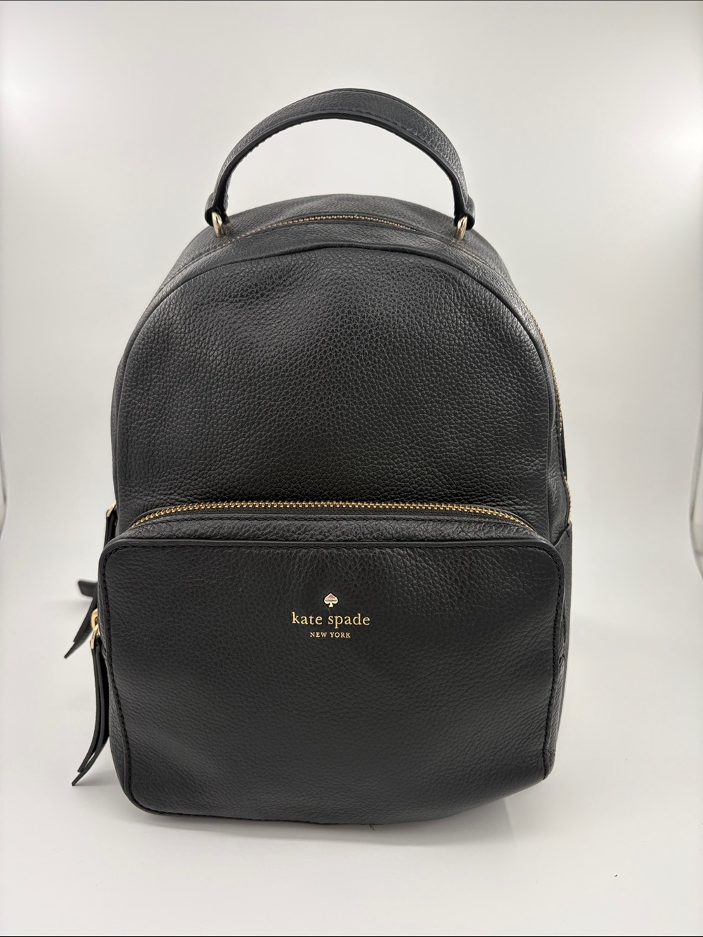 kate spade Black Pebbled Leather Backpack with Gold Hardware